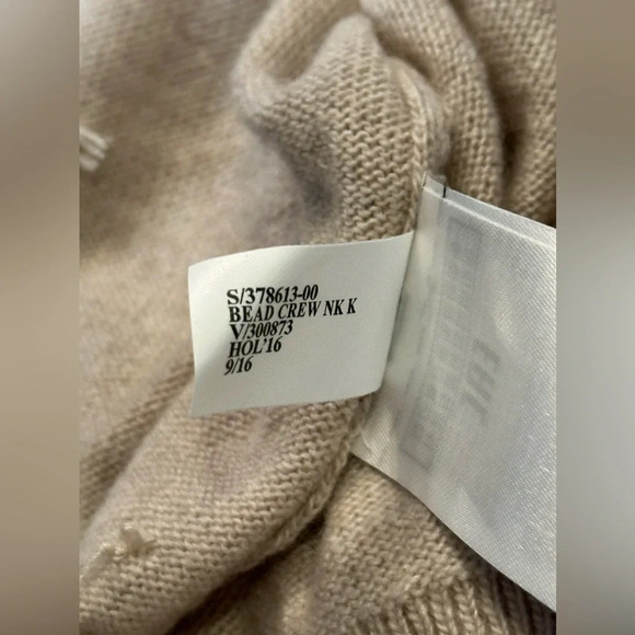 Banana Republic Wool Cashmere Blend Sweater Tan Oatmeal Gold Beads - Picture 5 of 7